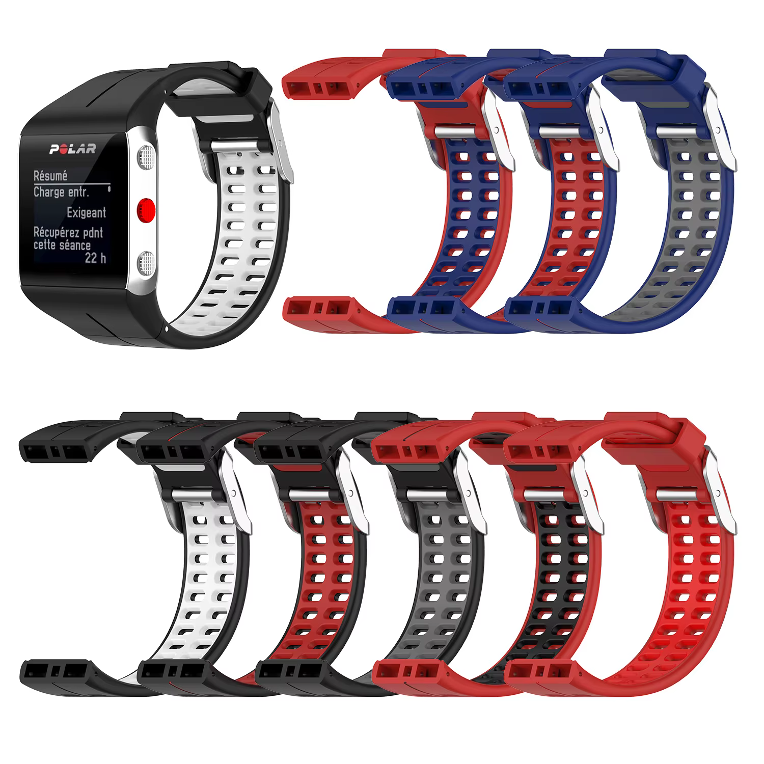 Bracelet de montre en silicone de remplacement pour Polar V800 GPS