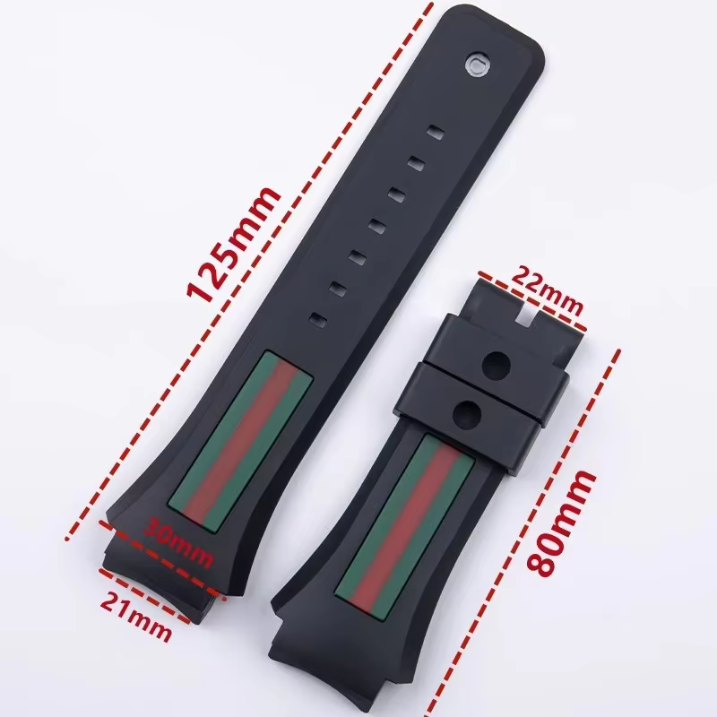 Pour Gucci YA137/YA137107A Bracelet de montre en caoutchouc dédié Port saillant étanche homme noir