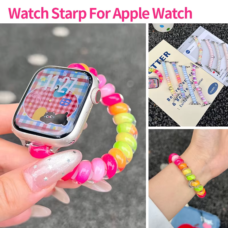 Sangle élastique en forme de spirale de couleur bonbon pour bracelet Apple Watch 38/42 40/44mm 41/45mm Convient pour IWatch 11 10 9 8 7 Ultra 3 2 49mm