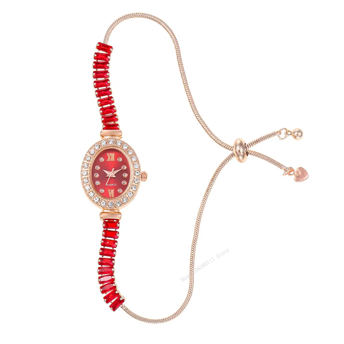 Montre de luxe en or rose avec strass pour femmes