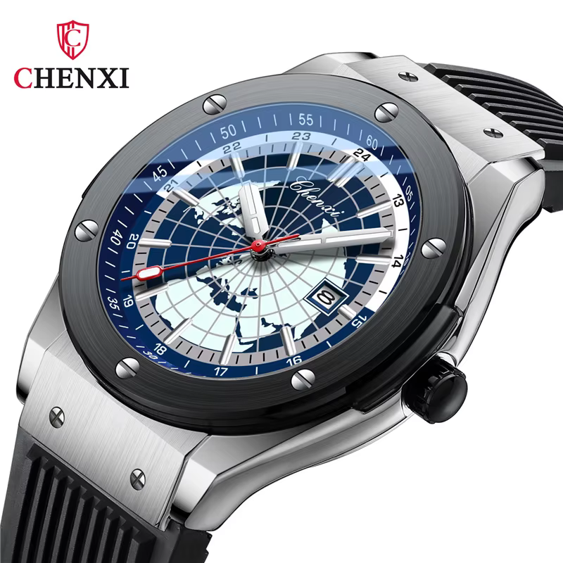 CHENXI 82442 décontracté luxe Sport montres pour hommes marque carte du monde militaire étanche montre-bracelet homme