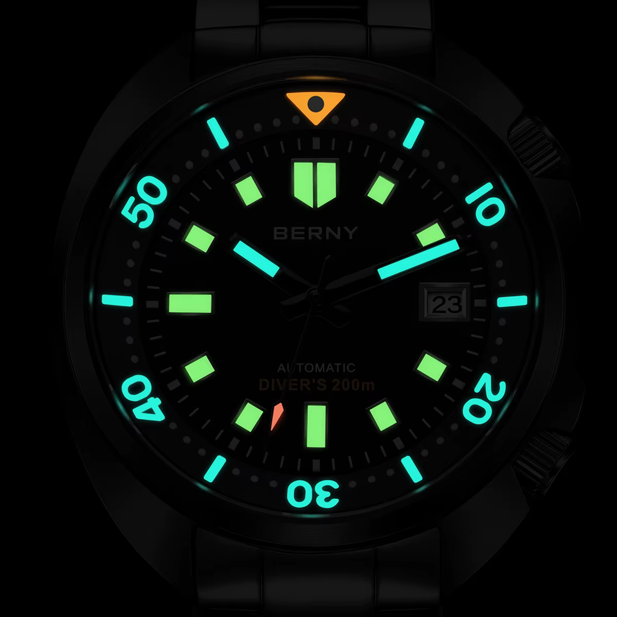 BERNY 20ATM montre de plongée pour hommes noir mécanique Original mis5 8215 haut automatique saphir luxe
