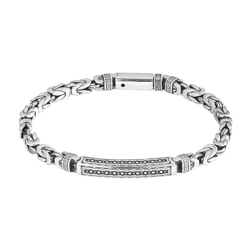 Bracelet rétro plaqué argent pour hommes et femmes, motif paix, bracelet tendance, bijoux de couple, cadeau, Pulseras