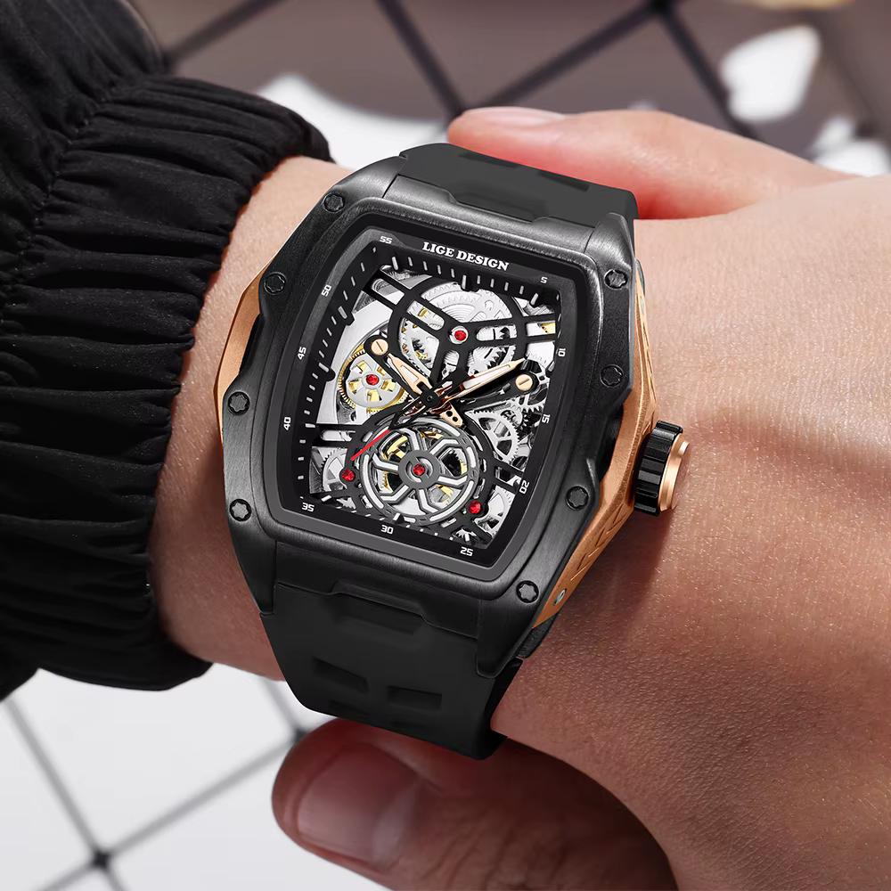 LIGE – montre automatique mécanique pour hommes