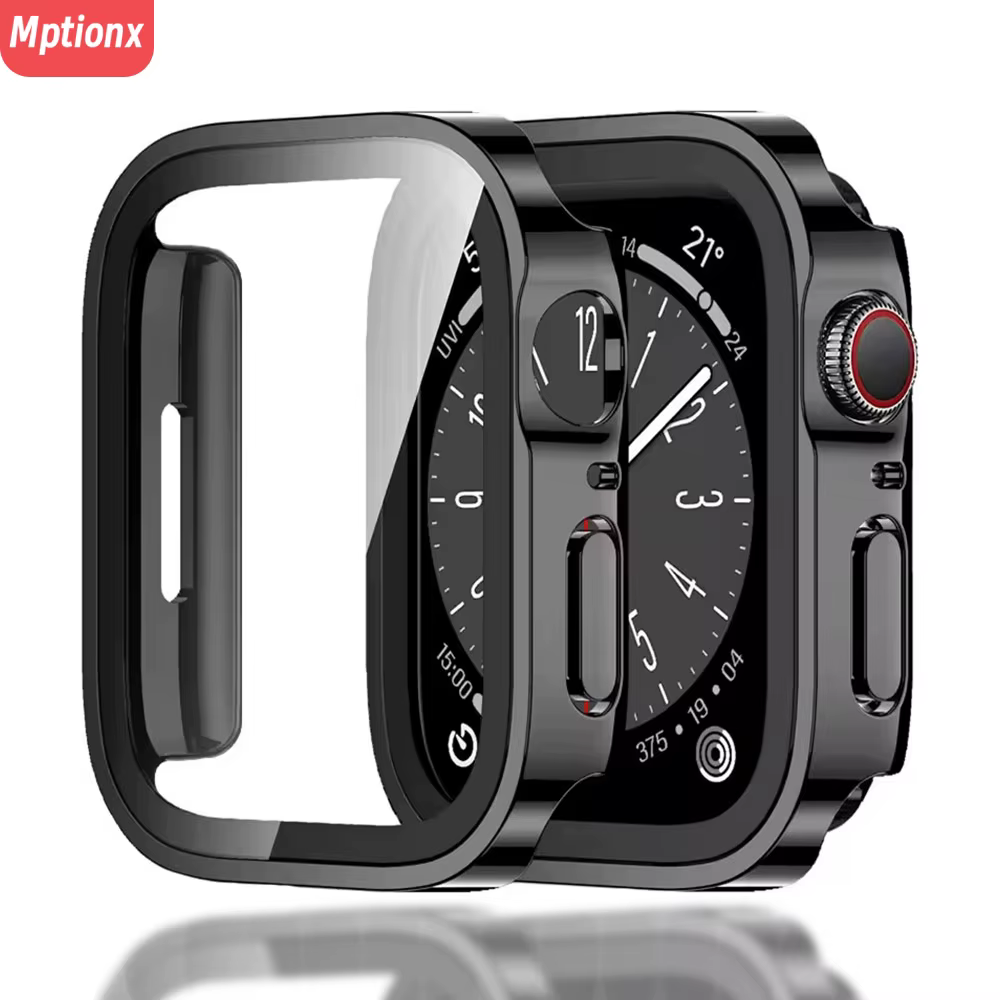 Verre + PC couverture pour Apple Watch boîtier série 11 10 42mm 46mm 45mm 41mm 44mm 40mm protecteur d'écran iWatch SE 6 7 8 9 étanche