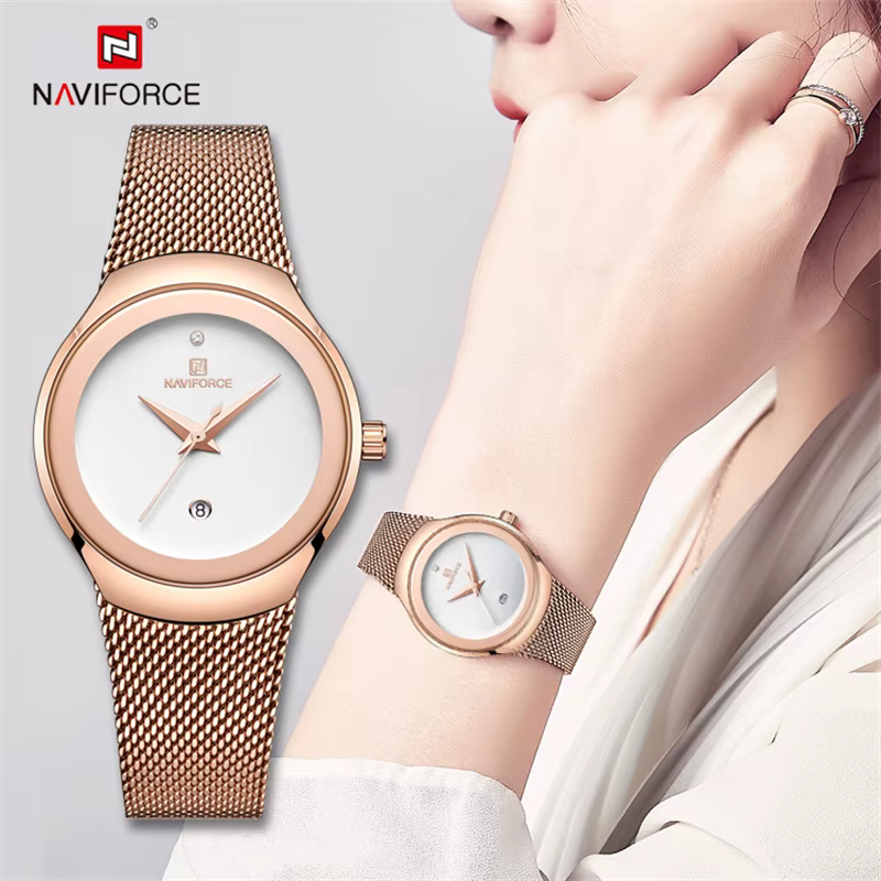 NAVIFORCE – montre-bracelet à Quartz en acier inoxydable pour femme et fille