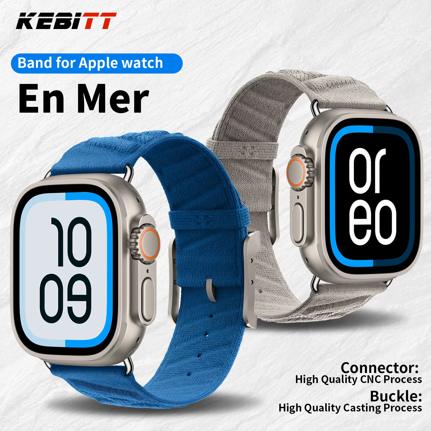 Kebitt nouveau En Mer Bleu Nuit tour unique bracelet Iwatch 42mm pour Apple Watch Ultra 3 2 série 11 10 9 8 7 6 Se 3