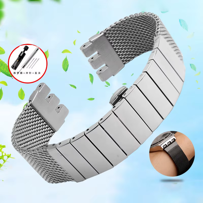 Pour Swatch IRONY YAS112 /YGS749 bracelet en maille tissée en acier fin pour hommes chaîne de montre série YIS YVS