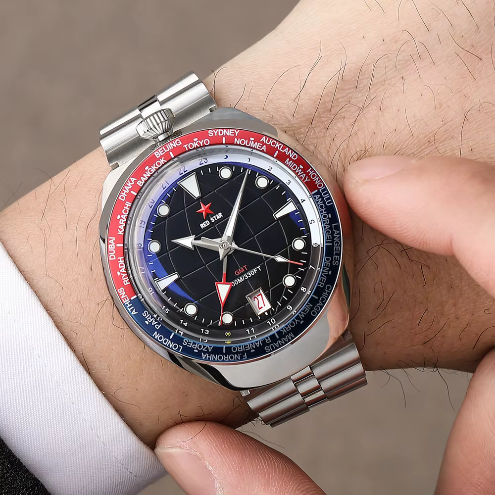  Montre BullHead en verre minéral RED STAR