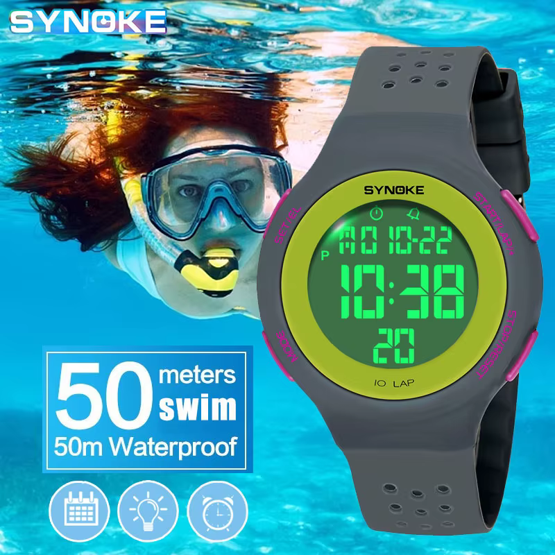 SYNOKE montres pour femmes mince luxe natation étanche montre de Sport numérique pour hommes LED horloge électronique multifonctionnel montre-bracelet de plongée