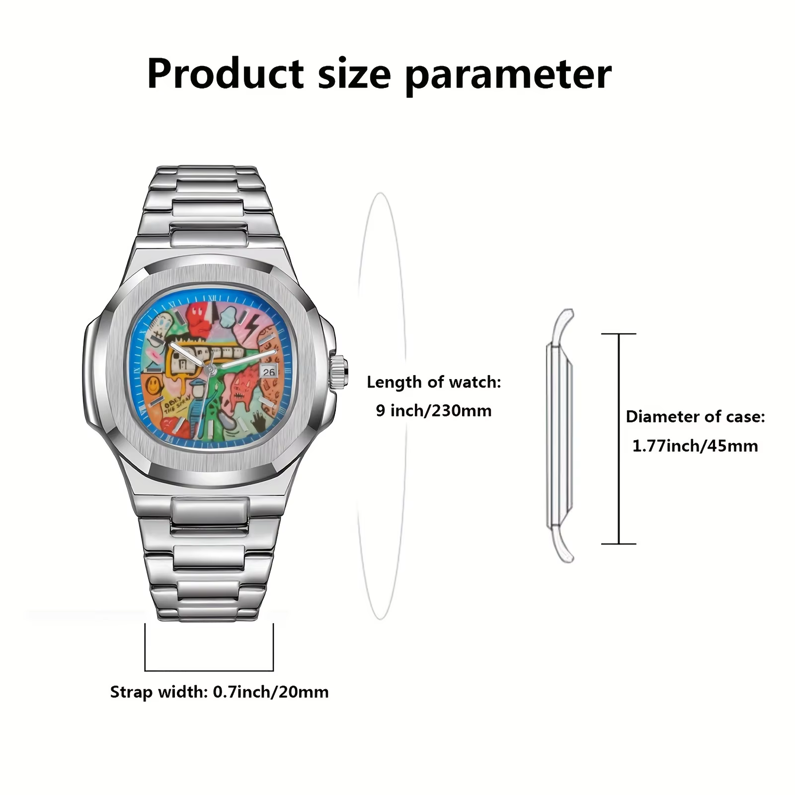 2025 nouveaux hommes carré trou de ver Concept montre étanche bracelet en acier Vintage