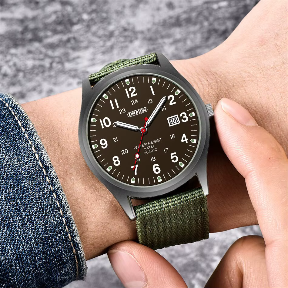 Montre-bracelet à quartz de sport militaire pour hommes