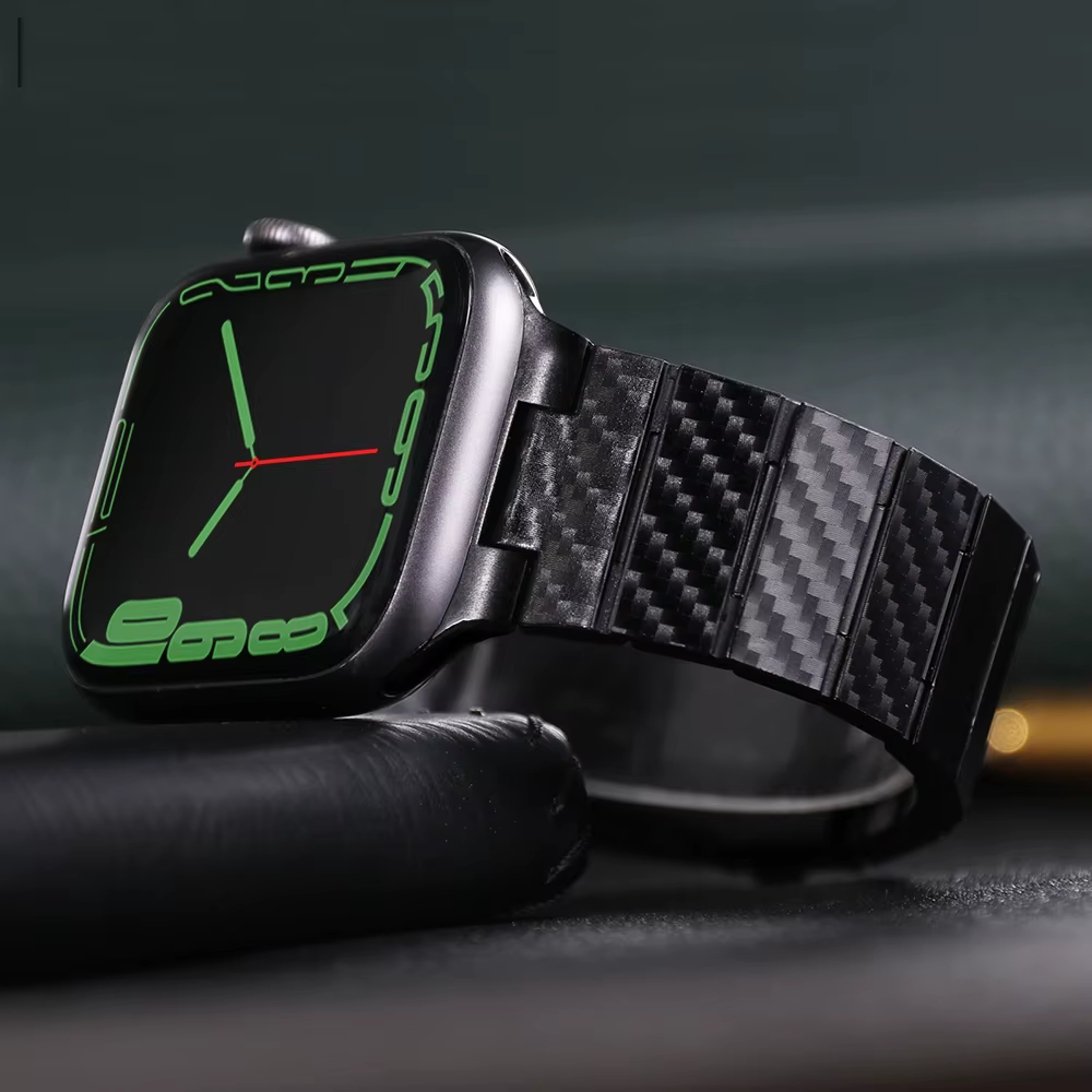 Bracelet en Fiber de carbone + étui pour Apple Watch 8 7 45mm 41mm