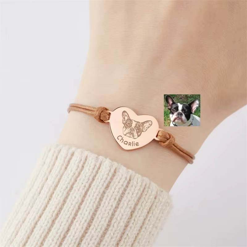 Bracelet personnalisé avec Portrait d'animal de compagnie pour femmes