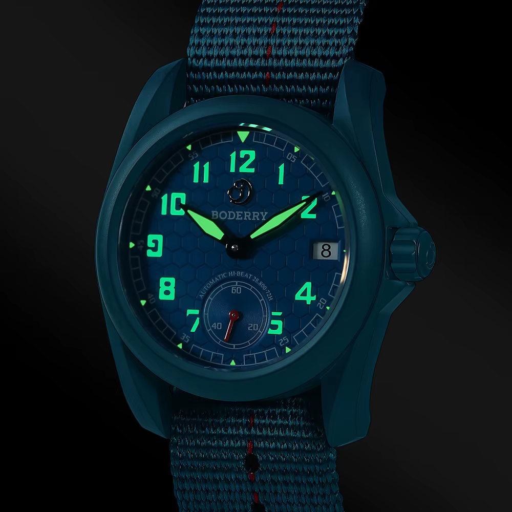 Boderry Field Watch VOYAGER Automatic S72 – Montre-bracelet pour homme avec réserve de marche de 72 heures