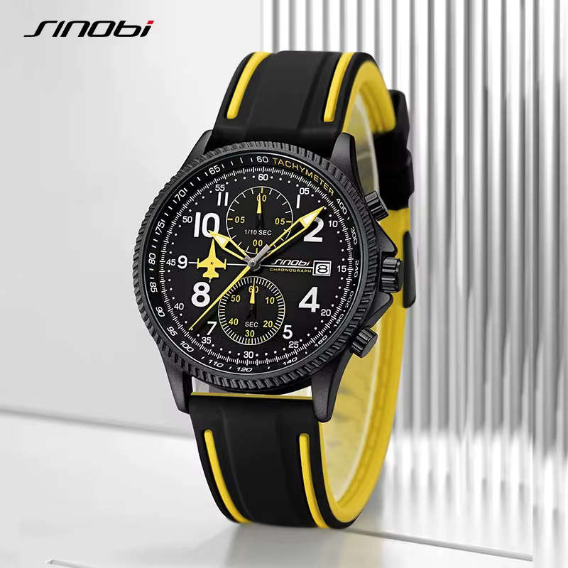 SINOBI nouveau sport chronographe hommes montres mode Design créatif étanche calendrier lumineux