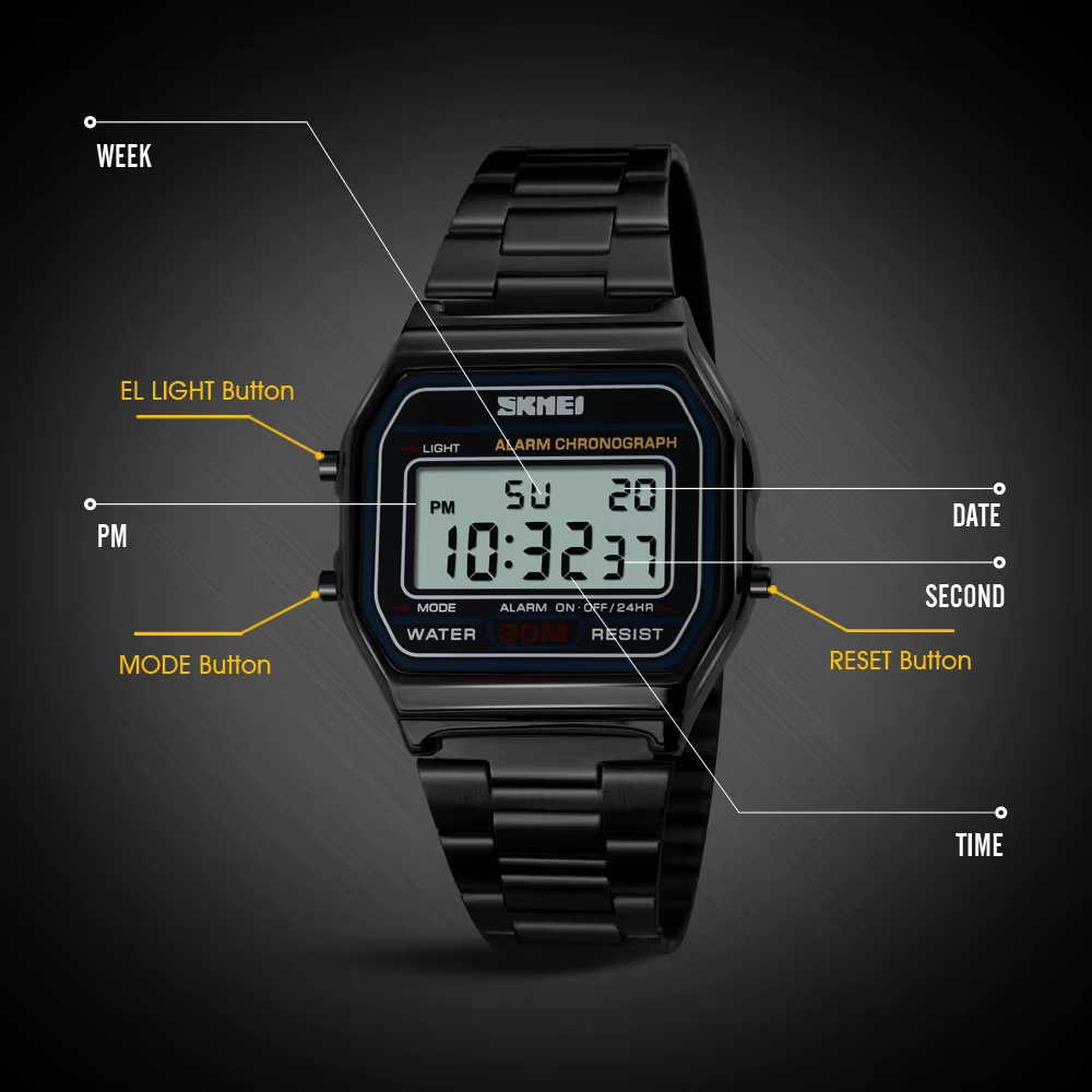 Skmei-Montre-bracelet de sport DNono en acier inoxydable pour homme