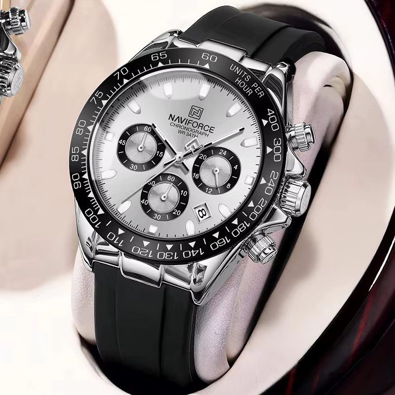 NAVIFORCE montres à la mode pour hommes bracelet en Silicone Sport décontracté chronographe lumineux montre-bracelet Relogio Masculino mâle cadeau 2025