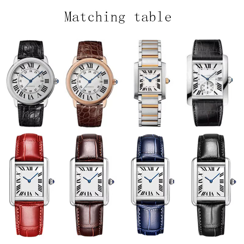 Bracelet de remplacement en cuir véritable pour Cartier Tank Solo hommes femmes chaîne de montre bleu rouge rose