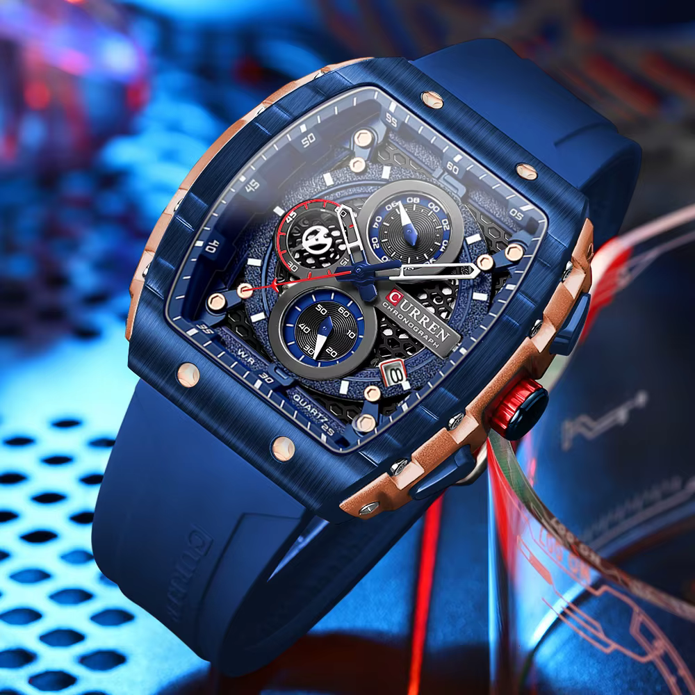 CURREN Top marque hommes montres de luxe carré Quartz montre-bracelet étanche lumineux chronographe montre