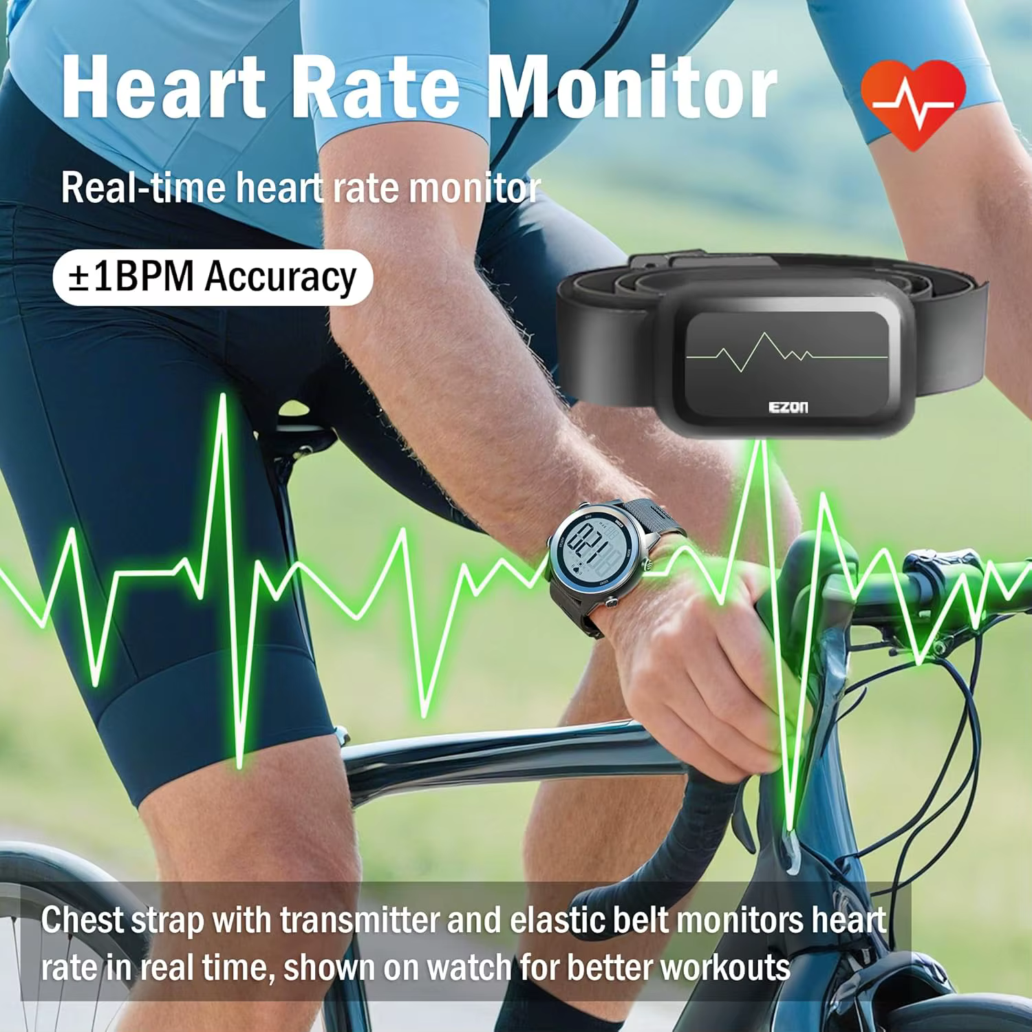 50M étanche moniteur de fréquence cardiaque Sport Fitness montre hommes femmes en plein air cyclisme