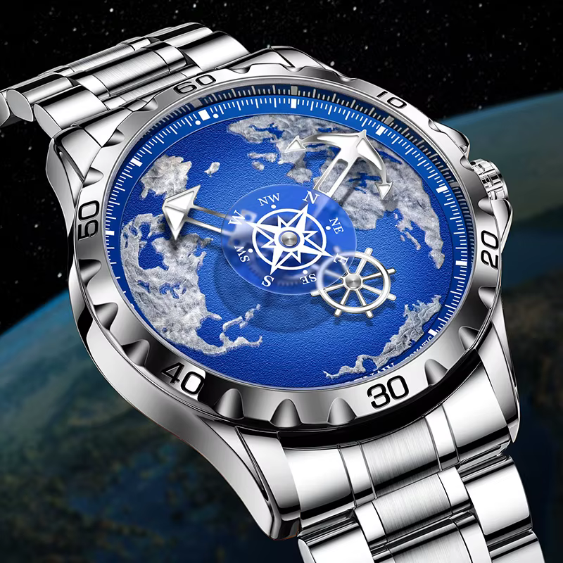 GLENAW Top marque hommes montre de luxe en acier inoxydable horloge lumineuse décontracté Chic étanche