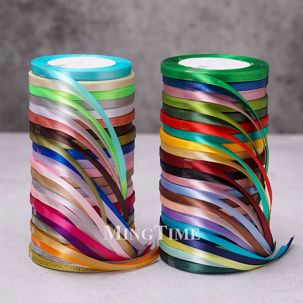 Ruban en Satin 22.8 mètres 6mm 25yards 1/4 pouces, emballage cadeau, nœud artisanal, matériel or vert sauge, décoration de fête de mariage et de noël