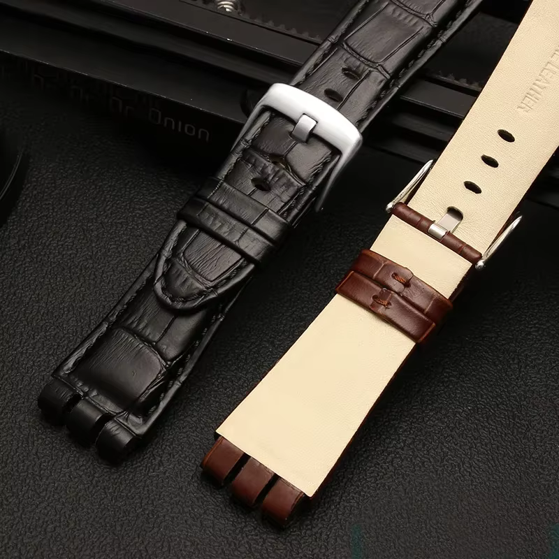 Bracelet de montre en cuir véritable pour Swatch IRONY YOS440 449 448 401G