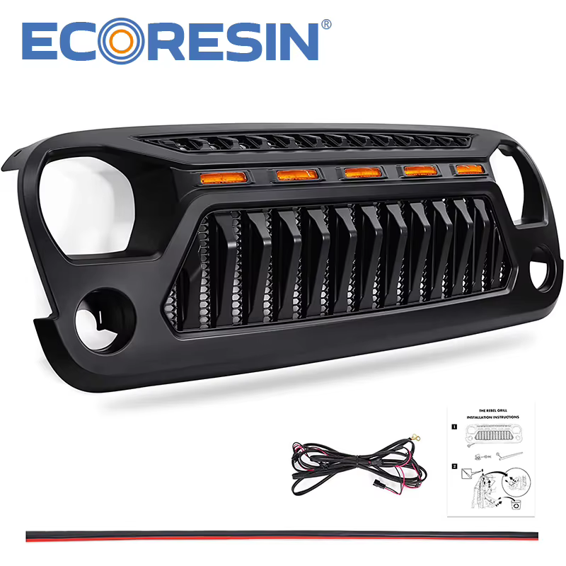 Accessoires pour Wrangler 2007 – 2017 JK 4*4 Jeep, pièces automobiles, Grilles de pare-chocs avant avec feux de circulation Led jaunes